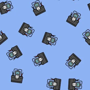Testing battery vector seamless pattern Illustrazione stock