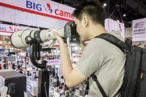 Testing camera and tele len Stock Photos