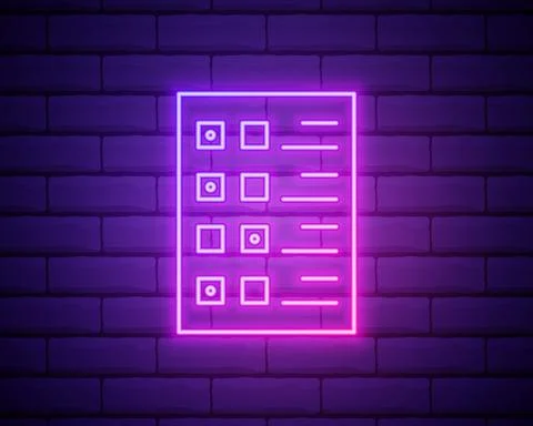 Testing checklist icon. Elements of Web Development in neon style icons. Simp Illustrazione stock