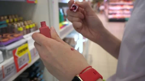 Testing Colorful Cosmetics on Arm Close up. Stock Footage 284167993