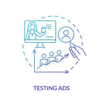 Testing commercials concept icon Stock Illustration