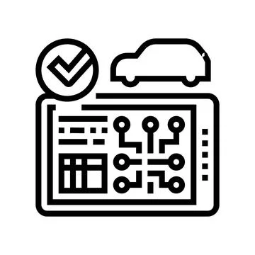 Testing computer electronic system car line icon vector illustration Stock Illustration