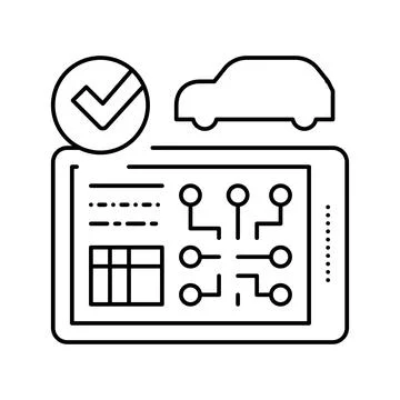 Testing computer electronic system car line icon vector illustration Stock Illustration