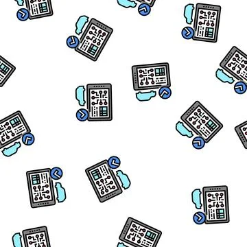 Testing computer electronic system car vector seamless pattern Stock Illustration