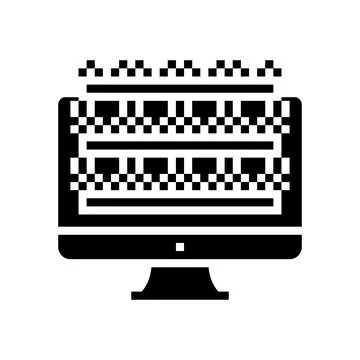 Testing computer screen semiconductor manufacturing glyph icon vector Stock Illustration