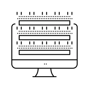 Testing computer screen semiconductor manufacturing line icon vector Stockillustratie