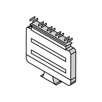 Testing computer screen semiconductor manufacturing isometric icon vector Illustrazione stock
