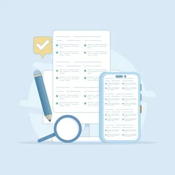 Testing concept. Reading test. Online exam, questionnaire form. Stock Illustration