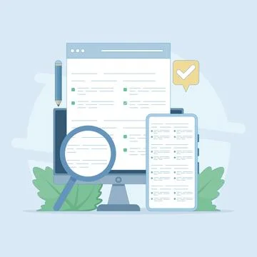 Testing concept. Reading test. Online exam, questionnaire form. Stock Illustration