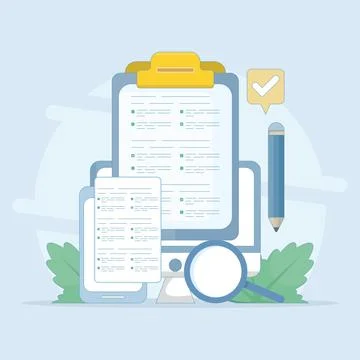 Testing concept. Reading test. Online exam, questionnaire form. Stock Illustration