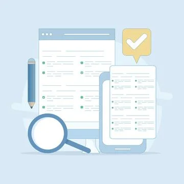 Testing concept. Reading test. Online exam, questionnaire form. Stock Illustration