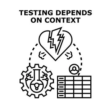 Testing depends on context vector concept Stock Illustration