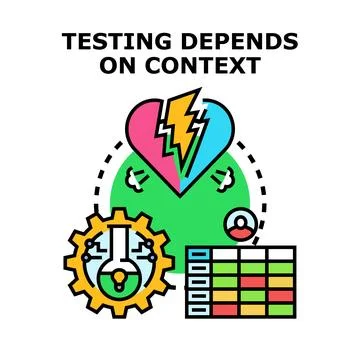 Testing depends on context vector concept Stockillustratie