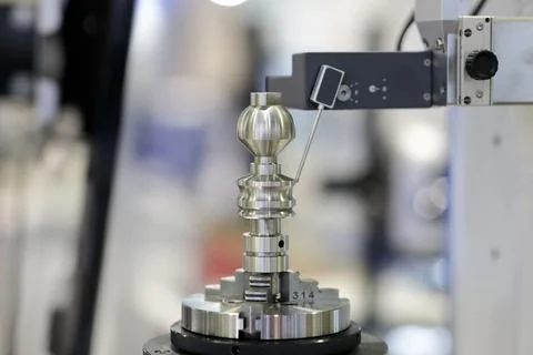 Testing deviations of form with measuring machine Stock Photos