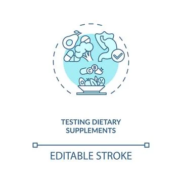 Testing dietary supplements concept icon Stock Illustration