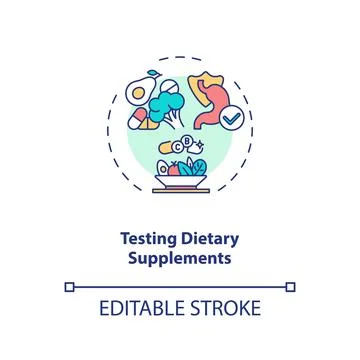 Testing dietary supplements concept icon Stock Illustration