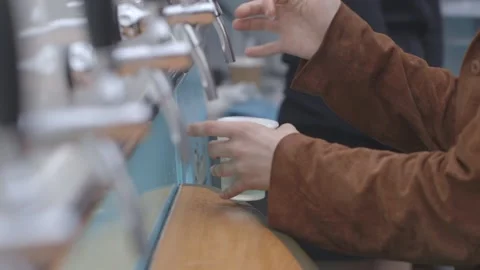 Testing drink out by the drinks van Stock Footage 247331261