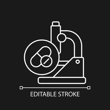 Testing drugs white linear icon for dark theme Stock Illustration