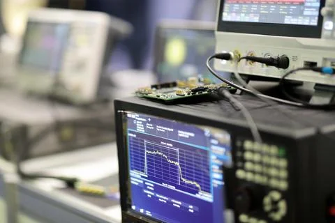Testing of equipment in communication laboratory 스톡 사진