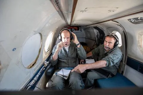 Testing the External Vision System (XVS) software on the B200 King Air. Pi... Foto stock