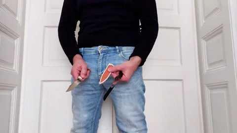 Testing the Fastest Way to Deploy Your Everyday Carry Pocket Knife Stock Footage 328368814