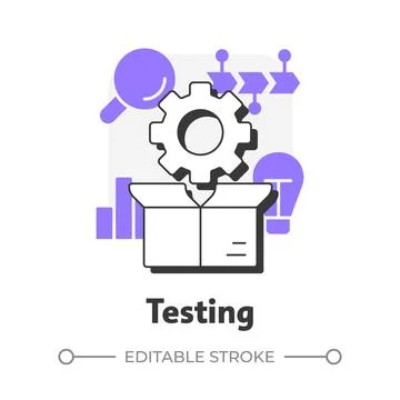 Testing flat outline concept icon Stock Illustration