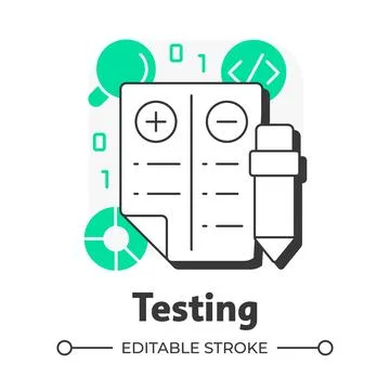 Testing flat outline concept icon Illustrazione stock