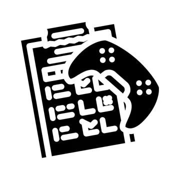 Testing game development glyph icon vector illustration Illustrazione stock