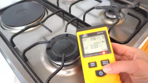 Testing gas stove on radiation level wit... | Stock Video | Pond5