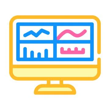 Testing graphs on computer screen color icon vector illustration イラスト素材
