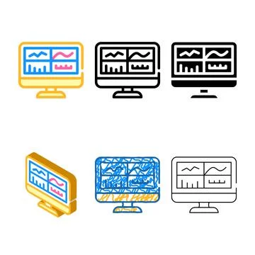 Testing graphs on computer screen color edition icon vector Stock-Illustration