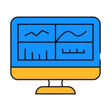 Testing graphs on computer screen icon color illustration イラスト素材