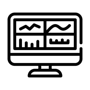Testing graphs on computer screen line icon vector illustration 스톡 일러스트