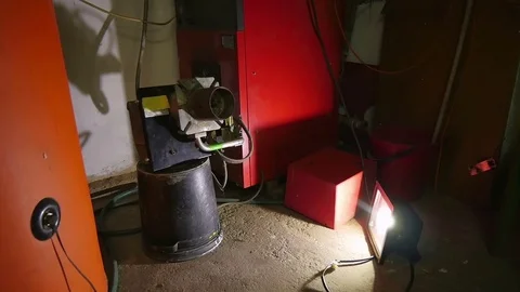 Testing home heating gas burner before winter heating season starts. Stock Footage 81808892