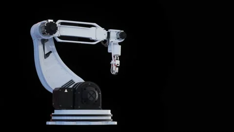 Testing of industrial robot on black background Video stock 131358674