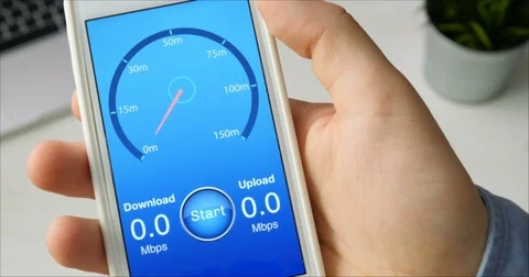 Testing internet speed using smartphone application - slow connection Stock Footage 78503495