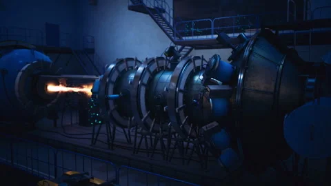 Testing of jet engine prototype with data collection and visual indicators Stock Footage 340666247