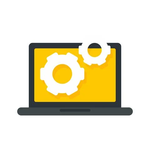 Testing laptop software icon flat isolated vector Stock Illustration