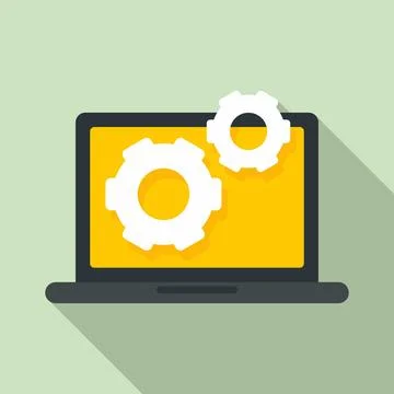 Testing laptop software icon, flat style Stock Illustration
