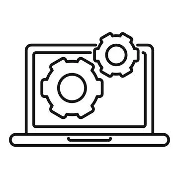 Testing laptop software icon, outline style Stock Illustration