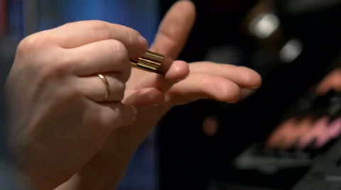 Testing of lipstick in the shop Stock Footage 63297979