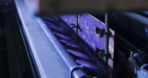 Testing machine with special fluid. Manufacturing and testing of electronic Stock Footage 200927337