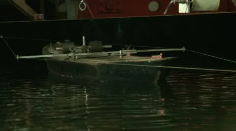 Testing the model of a ship in the pool. Video stock 11293854