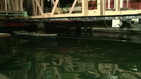 Testing the model of a ship in the pool. Video stock 11294197