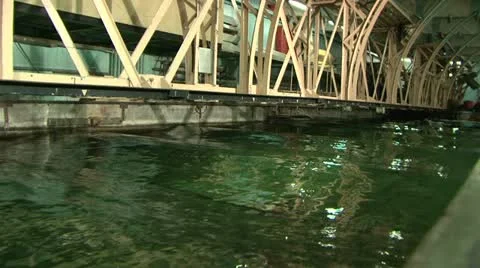 Testing the model of a ship in the pool. Video stock 11294260