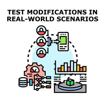 Testing modifications in real world application scenarios Illustrazione stock