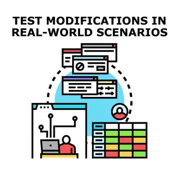 Testing modifications in real world scenarios concept illustration Illustrazione stock