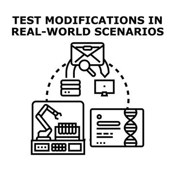 Testing modifications in real world scenarios concept Stock Illustration