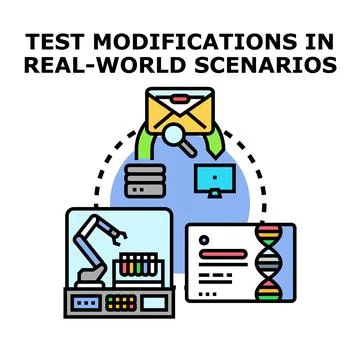 Testing modifications in real world scenarios concept Stock Illustration