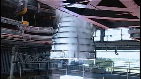 The testing of NASA's RS 25 Hot Fire engine at the Stennis Space Center, 2016 Stock Footage 146459028